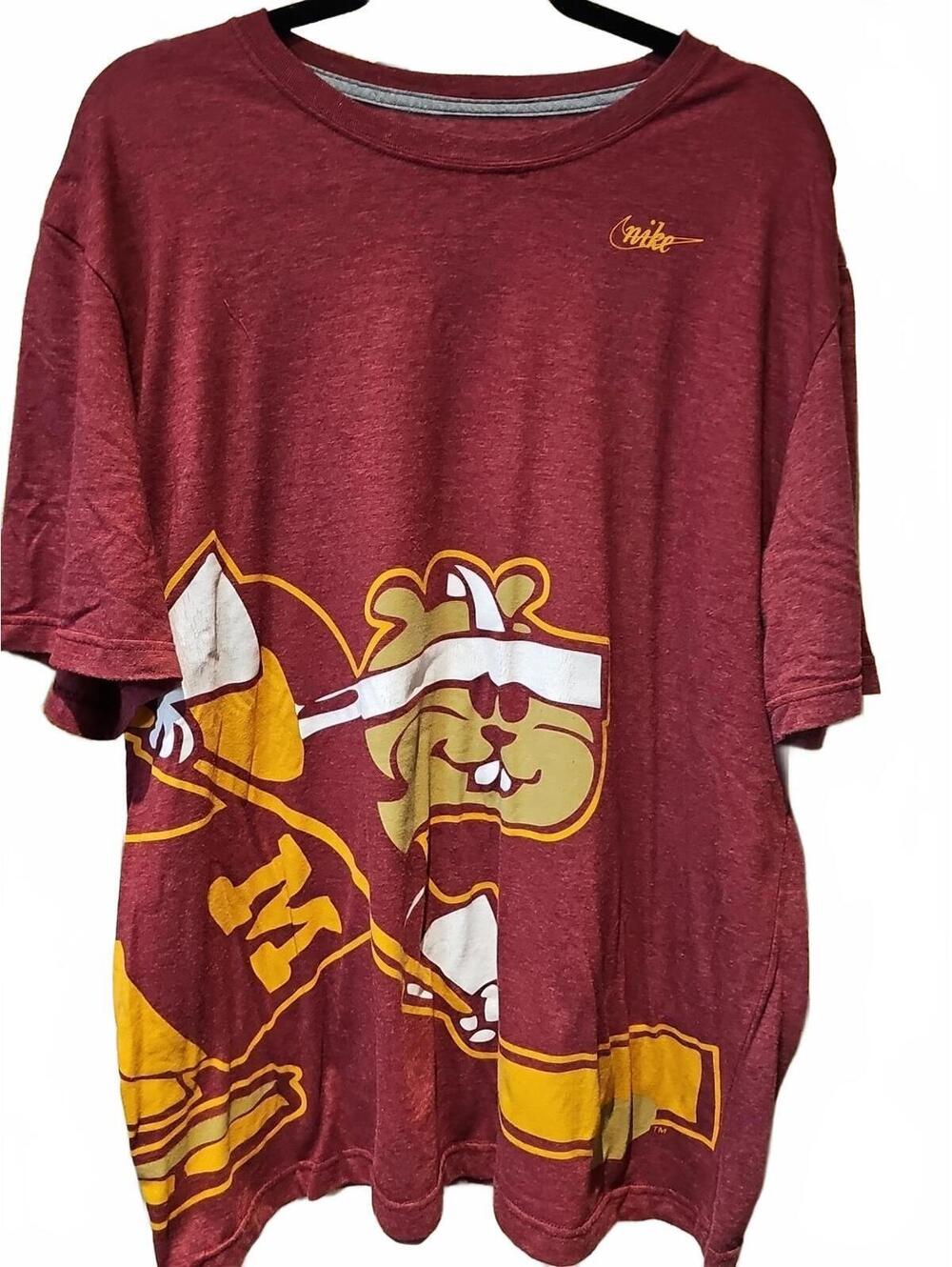 Nike Minnesota Golden Gophers Hockey Mens Size 2XL Maroon T-Shirt